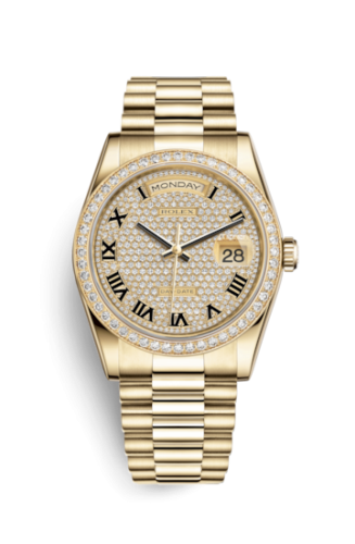[118348-0033] Day-Date 36 Yellow Gold Diamonds / President / Paved