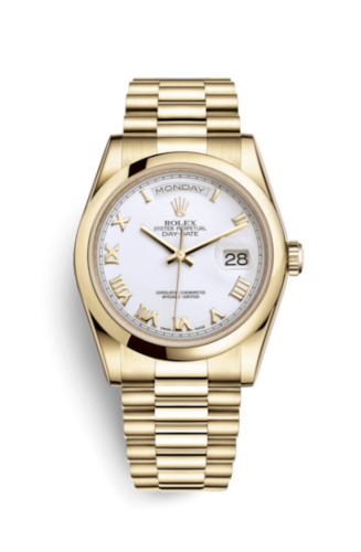 [118208-0072] Day-Date 36 Yellow Gold Domed / President / White Roman