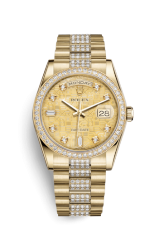 [118348-0090] Day-Date 36 Yellow Gold Diamonds / President Diamonds / Champagne MOP Computer