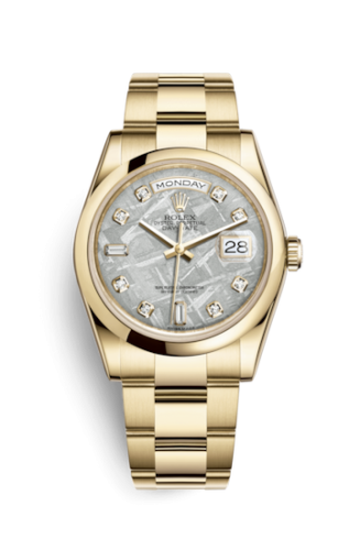 [118208-0134] Day-Date 36 Yellow Gold Domed / Oyster / Meteorite