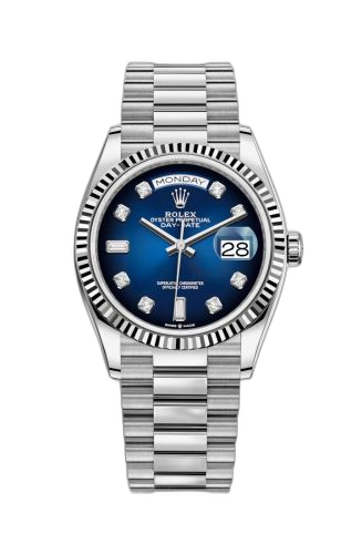 [128239-0023] Day-Date 36 White Gold / Fluted / Blue Ombré - Diamond / President