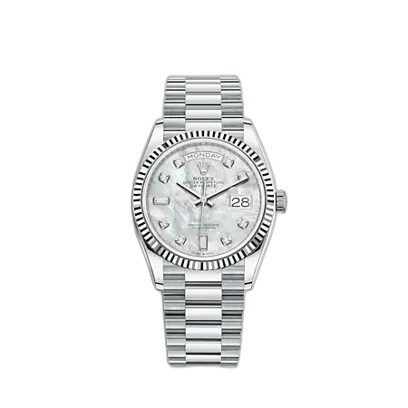 [128236-0002] Day-Date 36 Platinum - Fluted / MOP / President
