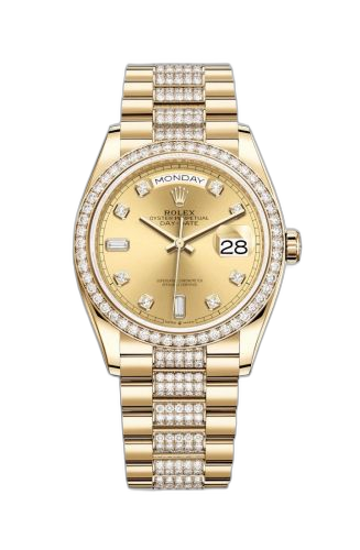 [128348RBR-0010 (aka: M128348RBR-0010)] Day-Date 36 Yellow Gold / Diamond / Champagne-Diamond / President-Diamond