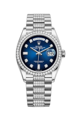 [128349RBR-0016] Day-Date 36 White Gold / Diamond / Blue Ombré-Diamond / President-Diamond