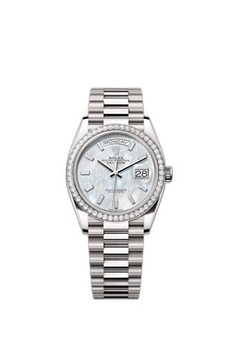 [128349RBR-0049] Day-Date 36 White Gold - Diamond / MOP - Baguette / President