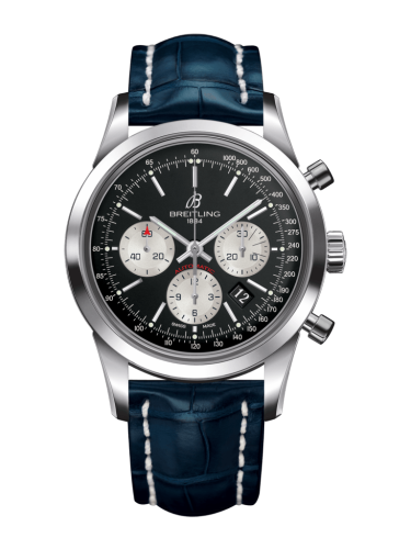 [AB015212/BF26/732P/A20D.1] Transocean Chronograph Stainless Steel / Reverse Panda / Croco / Folding