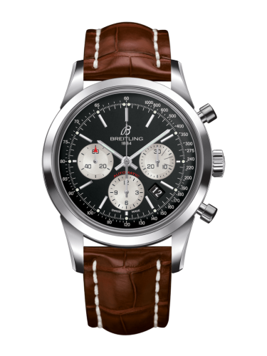 [AB015212/BF26/737P/A20BA.1] Transocean Chronograph Stainless Steel / Reverse Panda / Croco / Pin