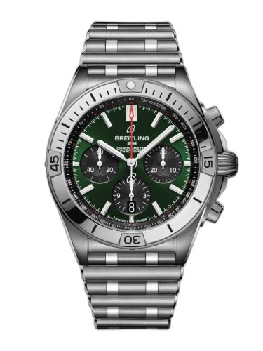 [AB0134101L1A1] Chronomat B01 42 Stainless Steel / Green / Rouleaux