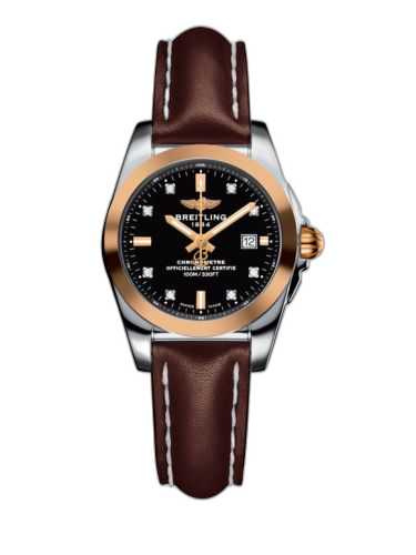 [C7234812/BE86/484X/A12BA.1] Galactic 29 Stainless Steel / Rose Gold / Trophy Black Diamond / Calf
