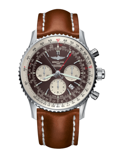 [AB031021/Q615/440X/A20D.1] Navitimer Rattrapante Stainless Steel / Panamerican Bronze / Calf / Folding