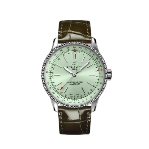 [A17395361L1P1] Navitimer 1 35 Automatic Stainless Steel / Mint Green / Alligator - Pin