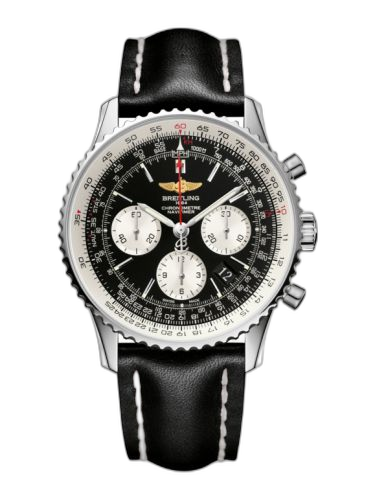[AB012012/BB01/435X/A20BA.1] Navitimer 01 43 Stainless Steel / Black / Calf / Pin