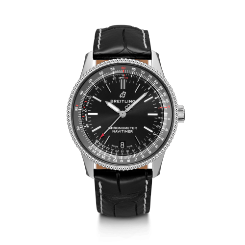 [A17325241B1P2] Navitimer 1 38 Automatic Stainless Steel / Black / Croco / Folding