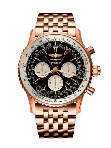 [RB031121/BG11/443R] Navitimer Rattrapante Red Gold / Black / Bracelet