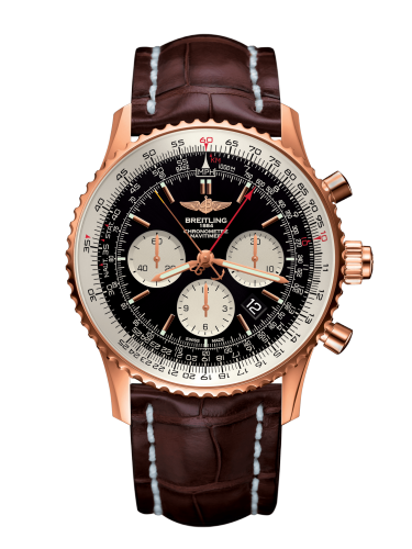 [RB031121/BG11/756P/R20BA.1] Navitimer Rattrapante Red Gold / Black / Croco / Pin
