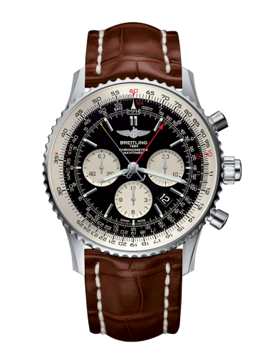 [AB031021/BF77/755P/A20D.1] Navitimer Rattrapante Stainless Steel / Black / Croco / Folding