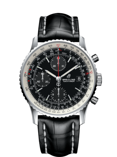 [A13324121B1P2] Navitimer 1 Chronograph 41 Stainless Steel / Black / Black Croco / Folding
