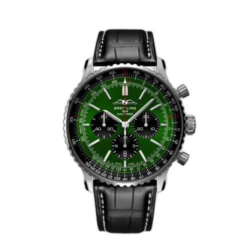 [AB0137241L1P1] Navitimer B01 Chronograph 46 Stainless Steel / Green / Alligator - Folding