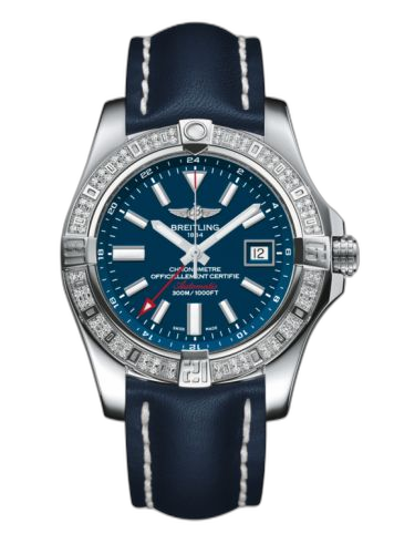 [A3239053.C872.105X] Avenger II GMT Stainless Steel / Diamond / Mariner Blue / Calf