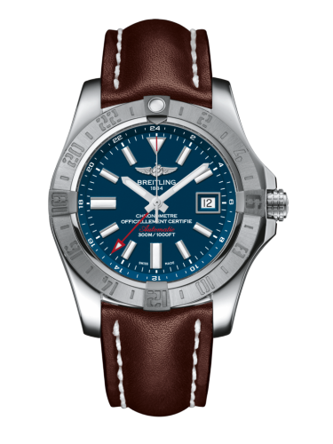 [A3239011/C872/437X/A20BA.1] Avenger II GMT Stainless Steel / Mariner Blue / Calf / Pin