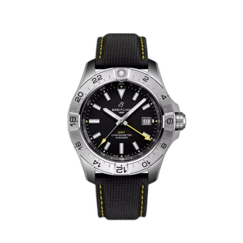[A323201A1B1X1] Avenger Automatic GMT 44 Stainless Steel / Black / Strap / Ecomm
