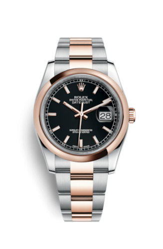 Datejust 36 Rolesor Everose Domed / Oyster / Black