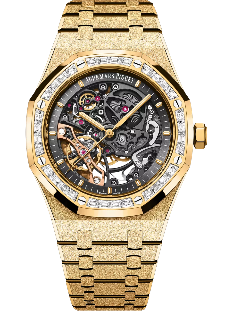 Royal Oak 41 Double Balance Wheel Openworked Frosted Yellow Gold - Baguette