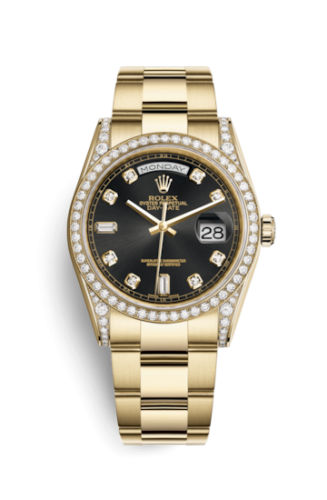Day-Date 36 Yellow Gold Diamonds / Oyster / Black Diamonds Rubies
