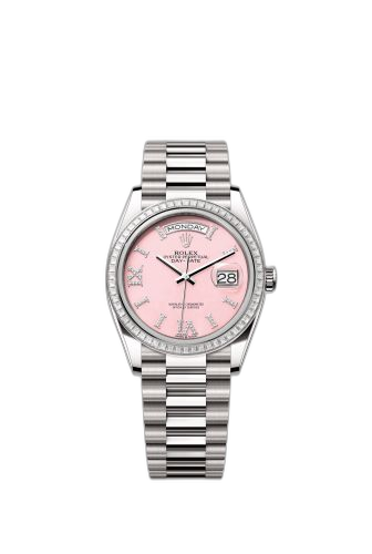 Day-Date 36 White Gold - Baguette / Pink Opal / President