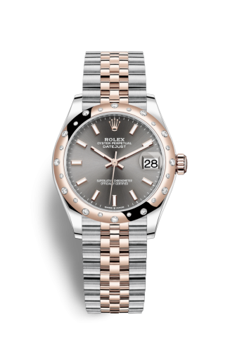 Datejust 31 Stainless Steel/ Rose Gold / Domed - Diamond / Grey / Jubilee