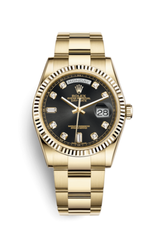 Day-Date 36 Yellow Gold Fluted / Oyster / Black Diamonds