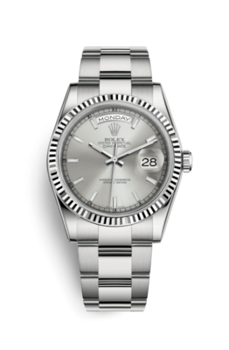 Day-Date 36 White Gold Fluted / Oyster / Silver