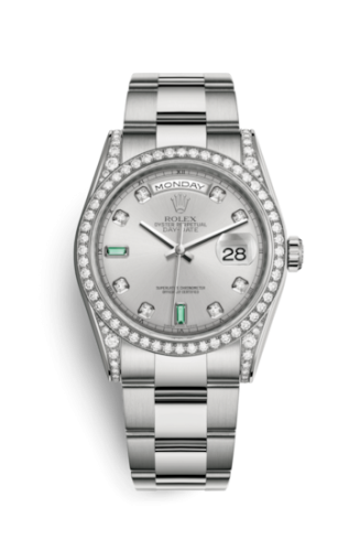 Day-Date 36 White Gold Diamond / Oyster / Silver Diamond Emerald