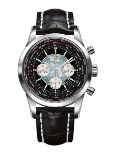 Transocean Chronograph Unitime Stainless Steel / Black / Croco