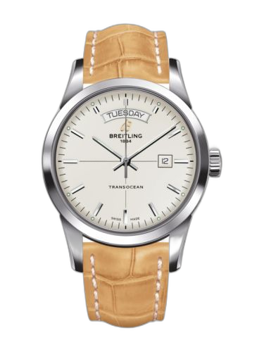 Transocean Day & Date Stainless Steel / Silver / Croco / Pin