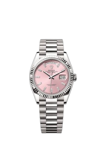 Day-Date 36 White Gold - Fluted / Pink - Baguette / President