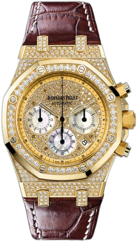 [26068BA.ZZ.D088CR.01] Royal Oak Chronograph 39 Yellow Gold / Diamond / Strap