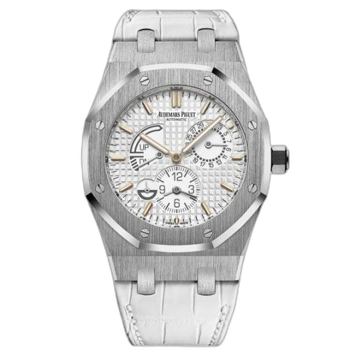 [26124ST.OO.D011CR.01] Royal Oak 26124 Dual Time Stainless Steel / White / Strap