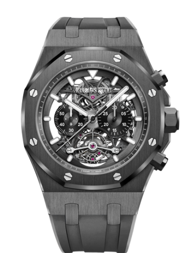 [26343CE.OO.D002CA.01] Royal Oak 26343 Tourbillon Chronograph Openworked Ceramic / Rubber