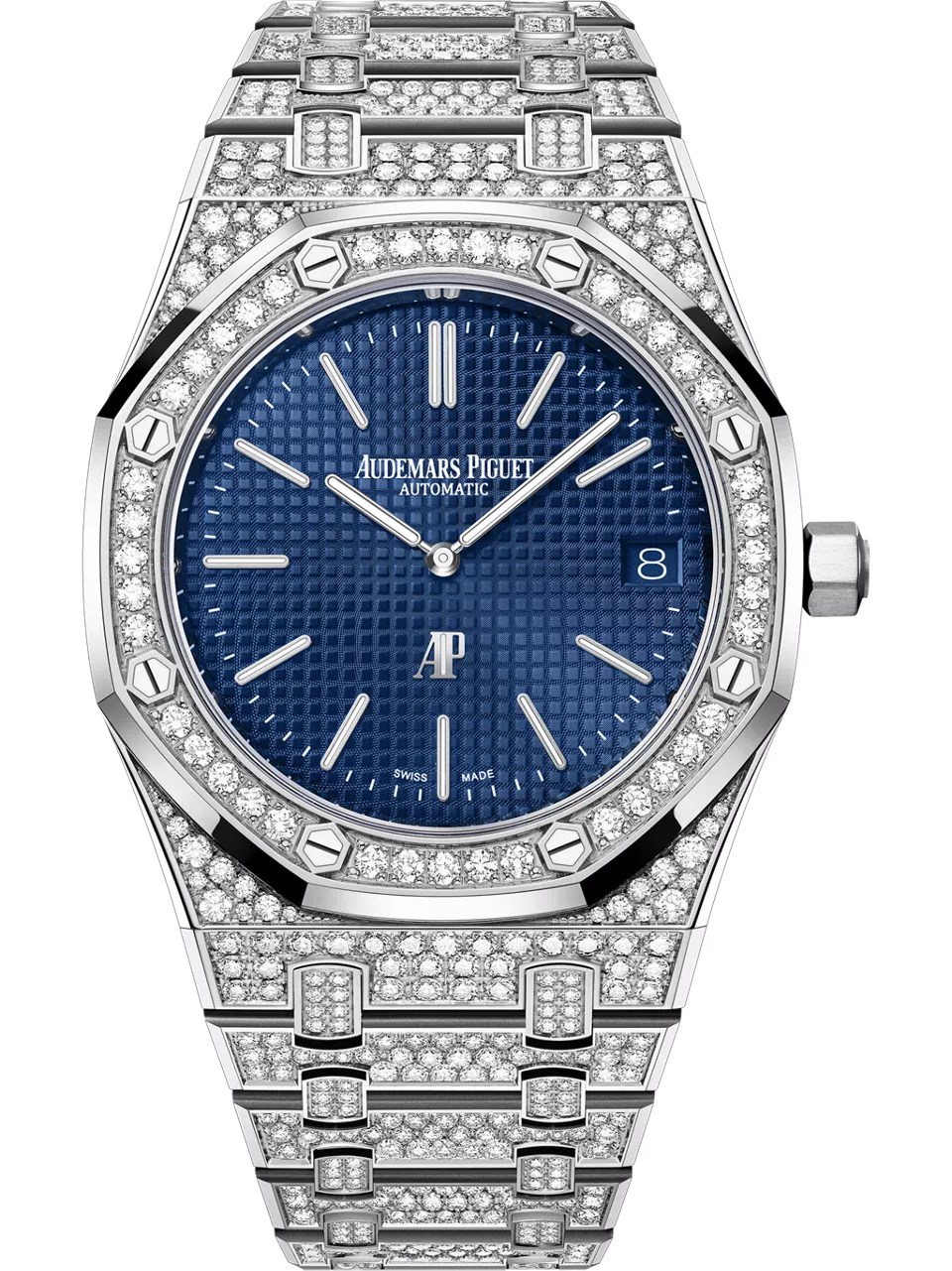 [16202BC.ZZ.1241BC.02] Royal Oak Extra-Thin White Gold - Diamond / Blue