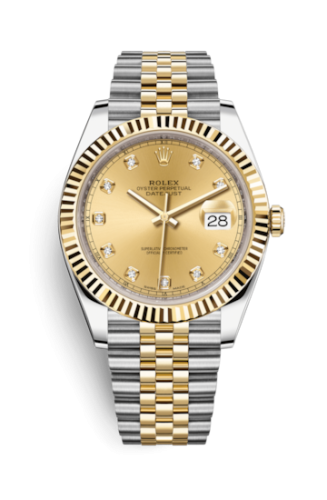 [126333-0012] Datejust 41 Rolesor Yellow Fluted / Jubilee / Champagne - Diamond