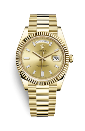 [228238-0005] Day-Date 40 Yellow Gold / Champagne - Baguette