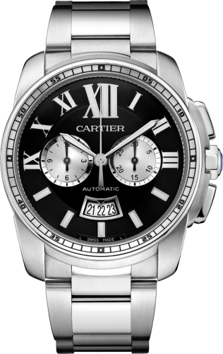 [W7100061] Calibre de Cartier Chronograph Stainless Steel / Black / Bracelet
