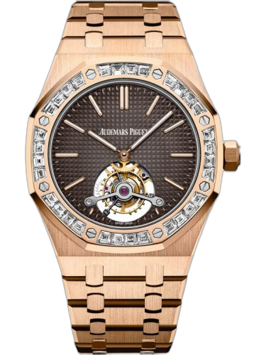 [26516OR.ZZ.1220OR.01] Royal Oak Ultra Thin Tourbillon Pink Gold / Baguette / Brown