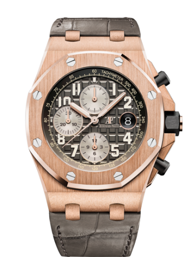 [26470OR.OO.A125CR.01] Royal Oak Offshore 42 Pink Gold / Grey / Alligator