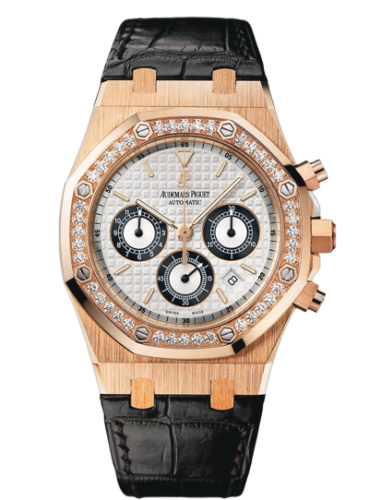 [26557OR.ZZ.D098CR.01] Royal Oak 26557 Chronograph Pink Gold / Silver / Diamond