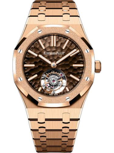 [26730OR.GG.1320OR.01] Royal Oak Self-Winding Flying Tourbillon Pink Gold - Frosted / Dimpled Brown