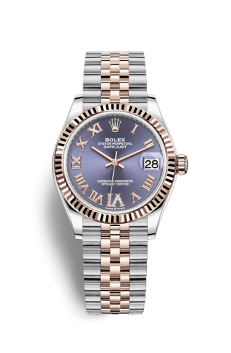 [278271-0020] Datejust 31 Stainless Steel/ Rose Gold / Fluted / Aubergine - Roman / Jubilee