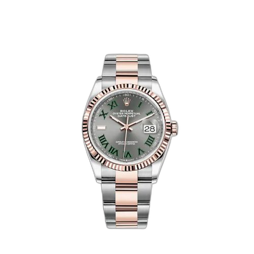 [126231-0030] Datejust 36 Stainless Steel / Everose / Fluted / Slate - Roman / Oyster