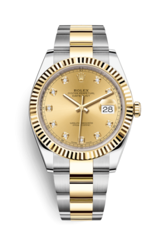 [126333-0011] Datejust 41 Rolesor Yellow Fluted / Oyster / Champagne - Diamond
